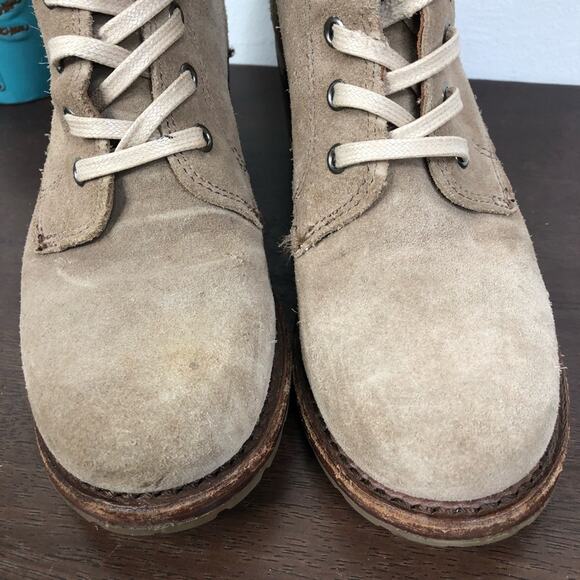 Frye Sabrina 6G Suede Leather Lace Up Bootie In Beige Women's Size 6M - Picture 6 of 13